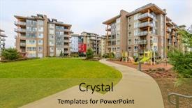  Presentation with apartment buildings - Beautiful slide set featuring residential complex - modern apartment buildings in vancouver backdrop and a yellow colored foreground