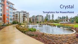  Presentation with apartment buildings - Colorful PPT layouts enhanced with residential complex - modern apartment buildings with nice backdrop and a sky blue colored foreground