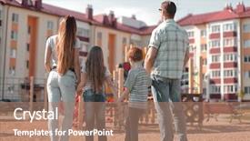  Presentation with complex - Slides having residential complex - rear view a young family background and a coral colored foreground