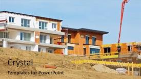  Presentation with residential - PPT theme enhanced with residential construction - settlement of new single-family homes background and a yellow colored foreground