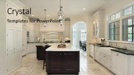  Presentation with home design - Slides featuring residential design - luxury kitchen in suburban home background and a mint green colored foreground