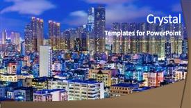  Presentation with residential - PPT layouts with sham - residential district in hong kong background and a cobalt blue colored foreground