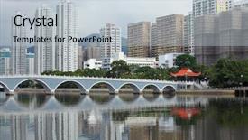  Presentation with residential - Presentation theme enhanced with residential district in hong kong background and a lemonade colored foreground