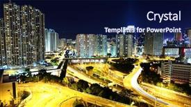  Presentation with residential - Theme featuring residential district in hong kong background and a navy blue colored foreground