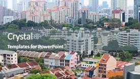 Presentation with residential - Slides featuring residential downtown in singapore background and a gray colored foreground