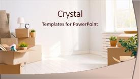  Presentation with freight delivery - Presentation design with residential freight delivery - cardboard boxes in empty new background and a sky blue colored foreground