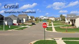  Presentation with residential - Slides featuring residential homes in a subdivision background and a light blue colored foreground