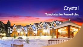  Presentation with christmas lights - Beautiful presentation theme featuring residential house with christmas lights backdrop and a navy blue colored foreground