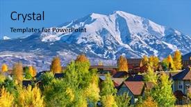  Presentation with neighborhood - Beautiful presentation theme featuring residential neighborhood in colorado backdrop and a  colored foreground