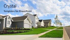  Presentation with neighborhood - PPT theme featuring residential subdivision - suburban neighborhood background and a light blue colored foreground