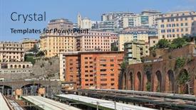  Presentation with urban buildings - Slide set consisting of portrait of happy female student holding tablet while teacher teaching students in school classroom background and a gray colored foreground