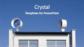  Presentation with wind turbines - Colorful PPT theme enhanced with residential wind turbines backdrop and a ocean colored foreground