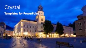  Presentation with square - Cool new PPT theme with residenzplatz-at-night-residenzplatz backdrop and a cobalt blue colored foreground