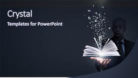  Presentation with media - Cool new presentation theme with information technology - close up of businessman showing backdrop and a wine colored foreground