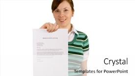  Presentation with job letter - Presentation theme enhanced with resignation letter hold by happy ex-employee resign quit leave your old job background and a white colored foreground