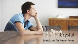  Presentation with conference table - Slide deck consisting of resigned - side view of a frustrated background and a coral colored foreground