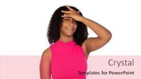 Presentation with afro - Slide set having resigned-young-woman-with-afro background and a red colored foreground