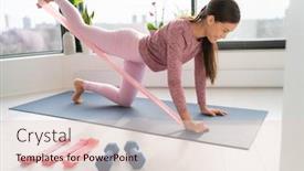  Presentation with resistance - Cool new PPT theme with resistance-band-fitness-at-home backdrop and a lemonade colored foreground