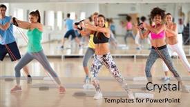  Presentation with group fitness - Theme enhanced with resistant rubber in fitness background and a mint green colored foreground