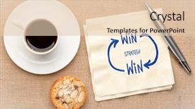  Presentation with cup coffee - Presentation theme having conflict resolution - win-win strategy concept background and a lemonade colored foreground