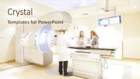  Presentation with scanner - PPT theme having resonant electronics - hospital x-ray scanner background and a cream colored foreground