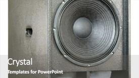 Presentation with cfd white - Cool new PPT theme with resonant electronics - loudspeaker on white background backdrop and a gray colored foreground