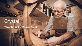  Presentation with workshop tools - Presentation enhanced with resoration - old carpenter takes measurements background and a coral colored foreground