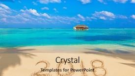  Presentation with 2018 beach - Cool new PPT theme with new spa resort - numbers 2018 on beach backdrop and a lemonade colored foreground