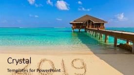  Presentation with 2019 - Amazing presentation having new spa resort - numbers 2019 on beach backdrop and a lemonade colored foreground