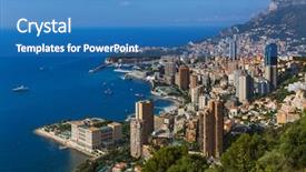  Presentation with cityscape - Beautiful slide deck featuring resort casinos - cityscape of monaco - travel backdrop and a teal colored foreground