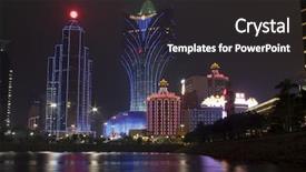  Presentation with highrise building - PPT layouts enhanced with resort casinos - construction scene of highrise casino background and a  colored foreground