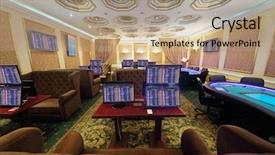  Presentation with machines - Slides having resort casinos - empty hall on casino background and a  colored foreground