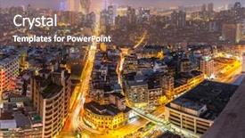  Presentation with macau - PPT layouts consisting of resort casinos - macau cityscape skyline at dusk background and a violet colored foreground