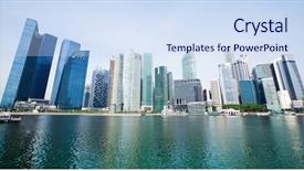  Presentation with marina - Presentation theme having resort casinos - marina bay skyscrapers in singapore background and a sky blue colored foreground