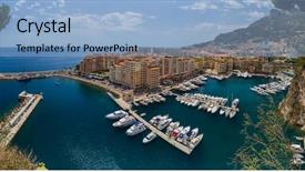  Presentation with architecture - Cool new PPT theme with resort casinos - panorama of monaco - travel backdrop and a light blue colored foreground