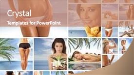  Presentation with photo collage for company behind the scen - Audience pleasing presentation design consisting of resort collage made of many backdrop and a coral colored foreground