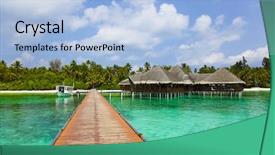  Presentation with cafe tropical - Colorful theme enhanced with resort food boat - water cafe on a tropical backdrop and a light blue colored foreground