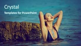  Presentation with coral reefs blue water beautiful sky - Presentation enhanced with resort free - pretty beautiful woman in white background and a  colored foreground