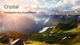  Presentation with green hills - Amazing PPT theme having resort grossglockner high alpine road backdrop and a lemonade colored foreground