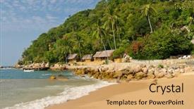  Presentation with resort - Presentation theme enhanced with resort in yelapa puerto vallarta background and a coral colored foreground
