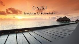  Presentation with resort - Amazing presentation design having resort maldivian houses backdrop and a coral colored foreground