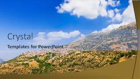  Presentation with resort - Amazing slide deck having resort-of-arachova-on-mountain backdrop and a light blue colored foreground