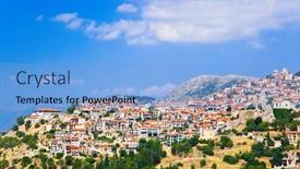  Presentation with resort - Slides featuring resort-of-arachova-on-mountain background and a light blue colored foreground