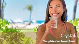  Presentation with summer drinking water - PPT theme enhanced with resort on beach holidays healthy background and a red colored foreground