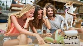  Presentation with tourists - Presentation with resort on koh samui thailand background and a coral colored foreground