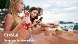  Presentation with tourists - Colorful presentation theme enhanced with resort on koh samui thailand backdrop and a coral colored foreground