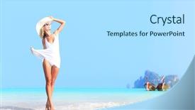  Presentation with island resort - PPT theme having georgia is famous for its background and a mint green colored foreground.