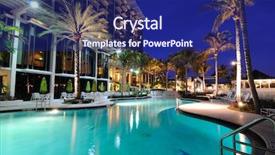  Presentation with resort - Beautiful slides featuring resort swimming pool at twilight backdrop and a navy blue colored foreground