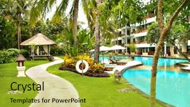  Presentation with swimming pool - Amazing slide set having resort territory with swimming pool backdrop and a yellow colored foreground