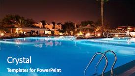  Presentation with resort - Beautiful presentation featuring resort with pool at night view backdrop and a teal colored foreground